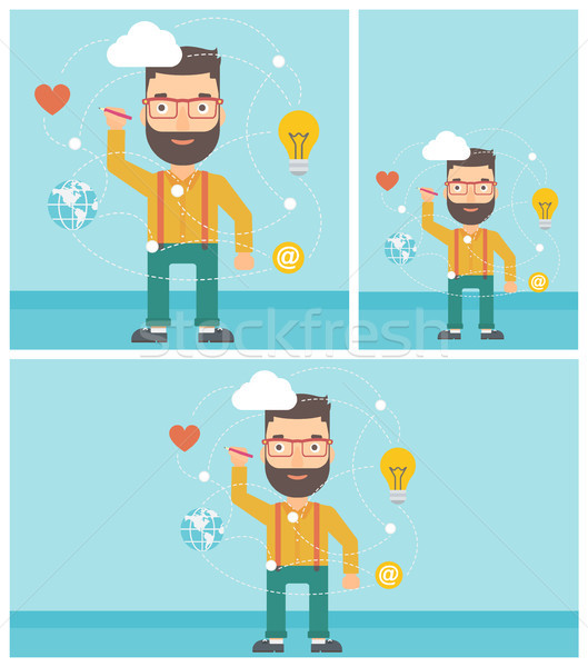 Man writing cloud computing on virtual screen. Stock photo © RAStudio