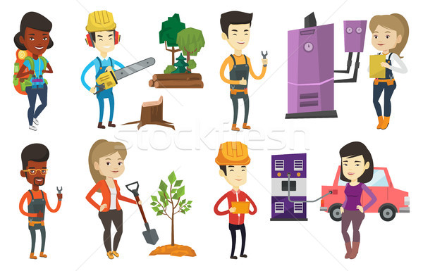 Vector set of characters on ecology issues. Stock photo © RAStudio