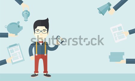 Man writing cloud computing on virtual screen. Stock photo © RAStudio