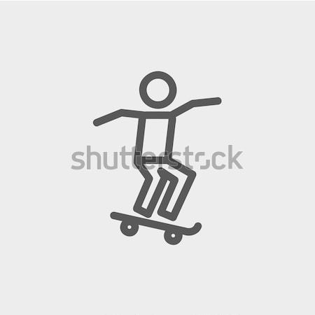 Man skateboarding thin line icon Stock photo © RAStudio