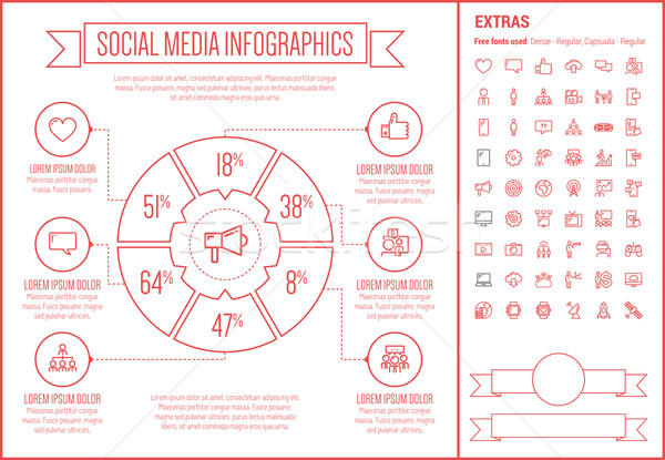 ストックフォト: ソーシャルメディア · 行 · デザイン · インフォグラフィック · テンプレート · 要素