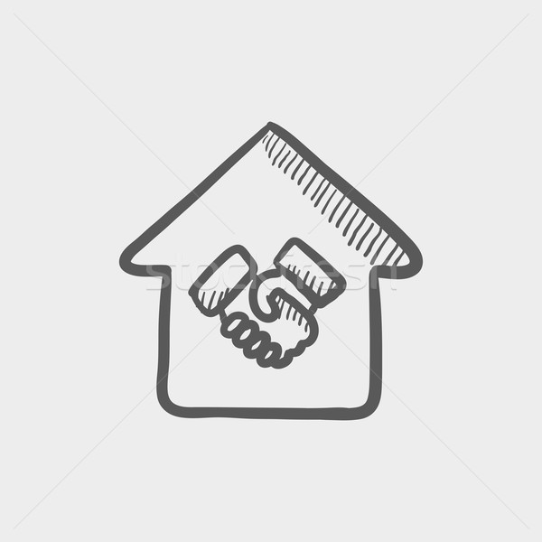 Geslaagd huisvesting transactie schets icon web Stockfoto © RAStudio