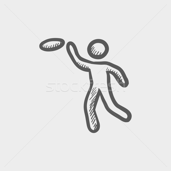 Man catching a flying disc sketch icon Stock photo © RAStudio