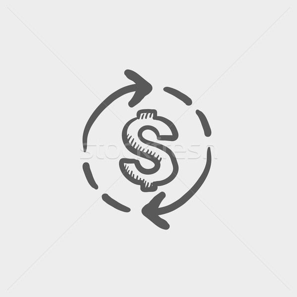 Money dollar symbol with arrow sketch icon Stock photo © RAStudio