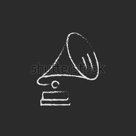 Stockfoto: Grammofoon · icon · krijt · Blackboard