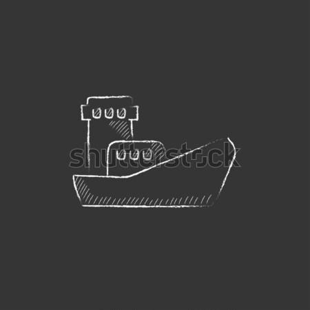 Vracht containerschip icon krijt Stockfoto © RAStudio