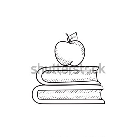 Books and apple on the top icon drawn in chalk. Stock photo © RAStudio