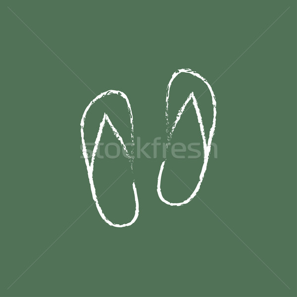 Strand pantoffel icon krijt Stockfoto © RAStudio