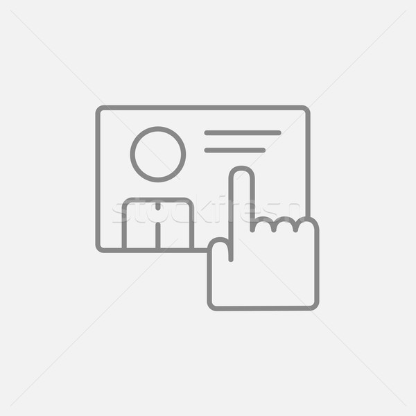 Hand pushing touch screen button line icon. Stock photo © RAStudio