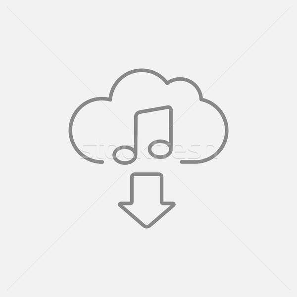Downloaden muziek lijn icon web mobiele Stockfoto © RAStudio