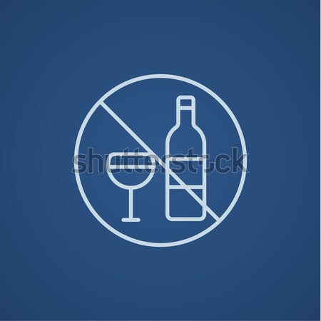 Bottle of champaign and glass line icon. Stock photo © RAStudio