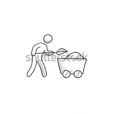 Mining worker with trolley line icon. Stock photo © RAStudio