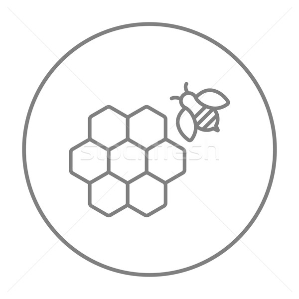 Plaster miodu Pszczoła line ikona internetowych komórkowych Zdjęcia stock © RAStudio