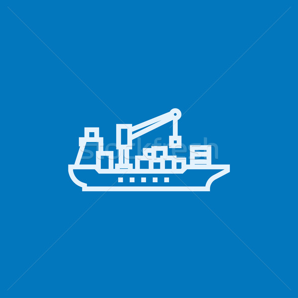Vracht containerschip lijn icon hoeken web Stockfoto © RAStudio