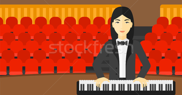 Nő játszik zongora ázsiai zenész koncert Stock fotó © RAStudio