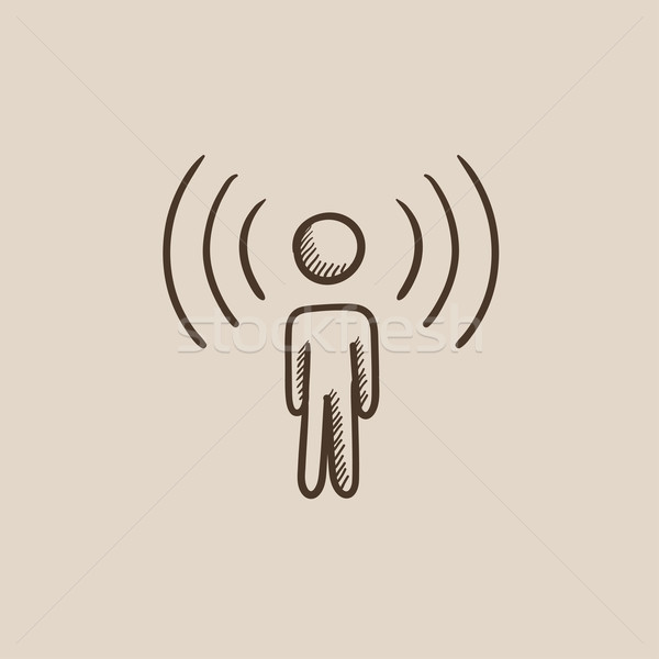 Man with soundwaves sketch icon. Stock photo © RAStudio