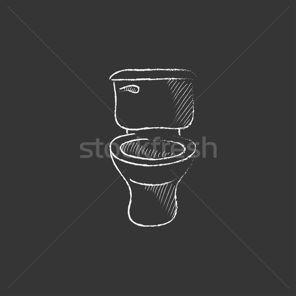 Toilette Schüssel gezeichnet Kreide Symbol Hand gezeichnet Stock foto © RAStudio