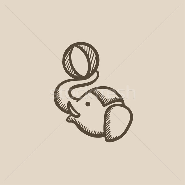 Circus elephant playing with ball sketch icon. Stock photo © RAStudio