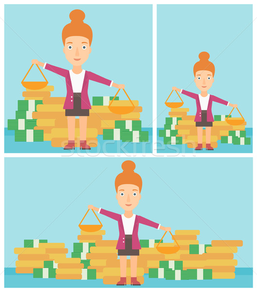 Business woman with scales vector illustration. Stock photo © RAStudio