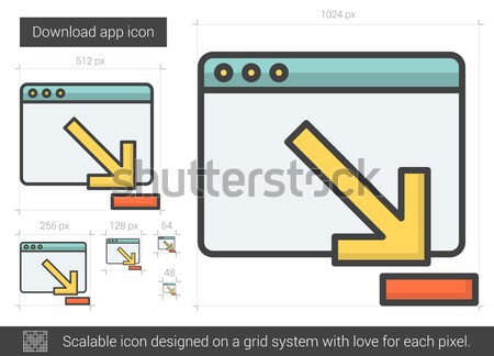 Letöltés app vonal ikon vektor izolált Stock fotó © RAStudio