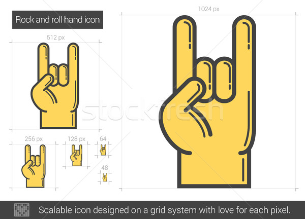 Stockfoto: Rock · rollen · hand · lijn · icon · vector