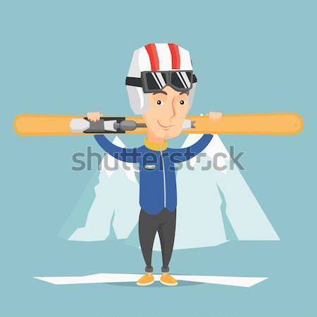 Man holding skis vector illustration. Stock photo © RAStudio
