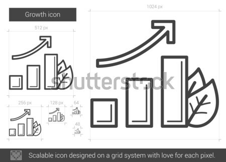 Foto stock: Crecimiento · línea · icono · vector · aislado · blanco