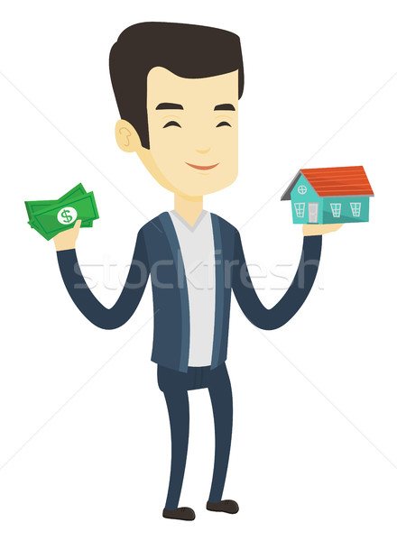 亞洲的 男子 購買 房子 謝謝 貸款 商業照片 © RAStudio