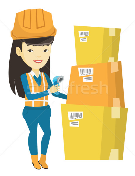 Warehouse worker scanning barcode on box. Stock photo © RAStudio