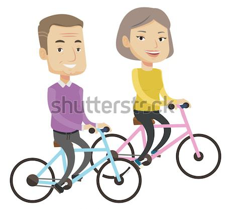 Stockfoto: Senior · vrouwen · paardrijden · fietsen · park · vrolijk