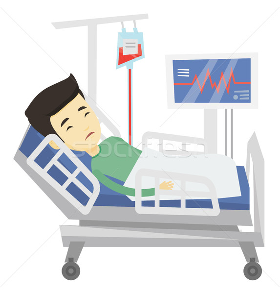 Man lying in hospital bed vector illustration. Stock photo © RAStudio