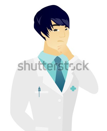 Foto stock: Jovem · asiático · médico · médico · vestido · risonho