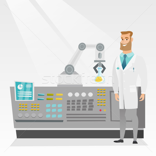 Scientist and robotic arm conducting experiments. Stock photo © RAStudio