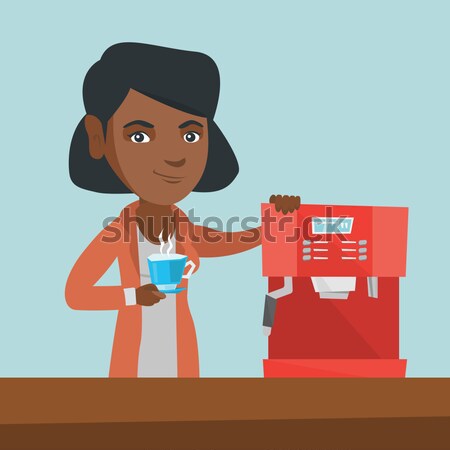 Stock photo: Man making coffee vector illustration.