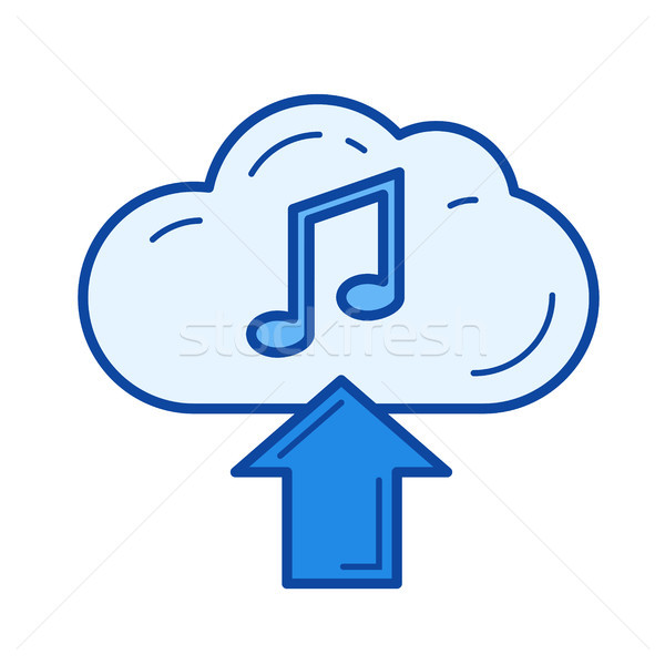 Felhő feltöltés zene vonal ikon vektor Stock fotó © RAStudio