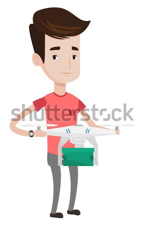 Woman controlling delivery drone with post package Stock photo © RAStudio