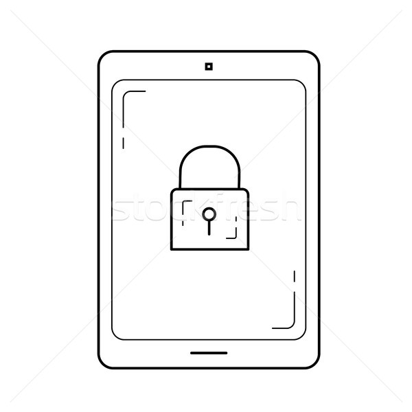 Digitális tabletta biztonság vonal ikon vektor Stock fotó © RAStudio