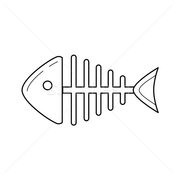 Zgniły ryb szkielet wektora line ikona Zdjęcia stock © RAStudio