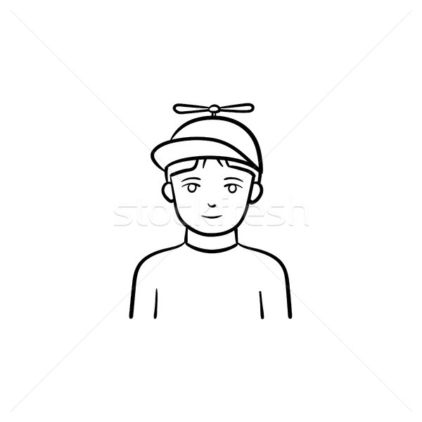 Boy in baseball cap hand drawn sketch icon. Stock photo © RAStudio