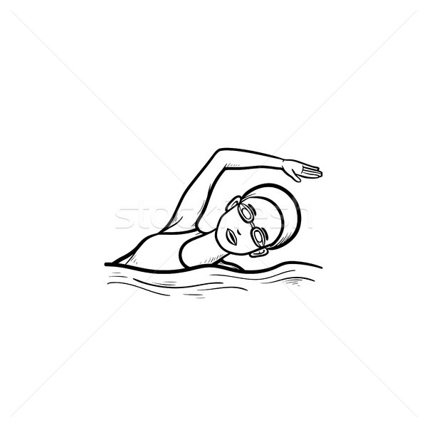 Női úszó kézzel rajzolt skicc firka ikon Stock fotó © RAStudio