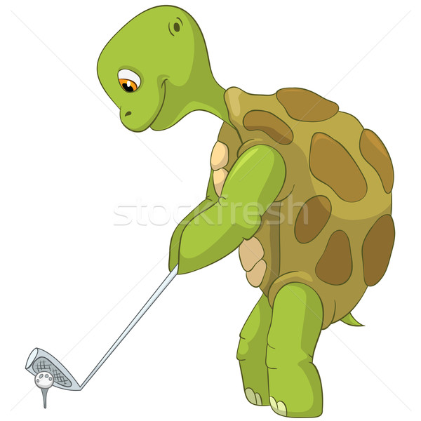 Stock photo: Funny Turtle. Golf Player.