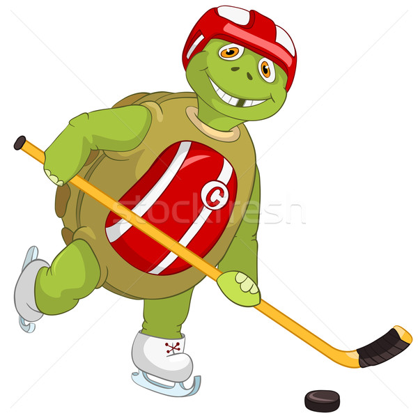 Funny Turtle. Hockey Player. Stock photo © RAStudio