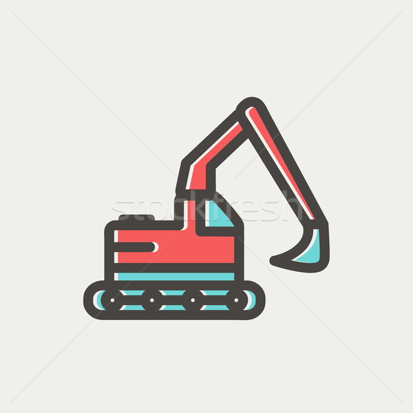Hidraulic excavator camion subtire linie icoană Imagine de stoc © RAStudio