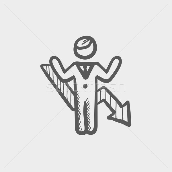 Man with arrow down sketch icon Stock photo © RAStudio