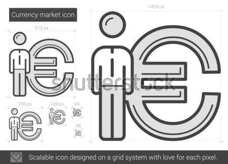 Businessman standing beside the Euro symbol line icon. Stock photo © RAStudio