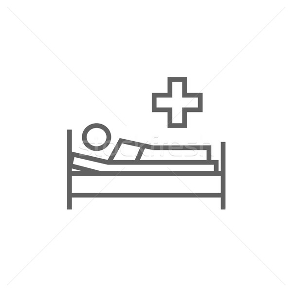 Patient lying on bed line icon. Stock photo © RAStudio