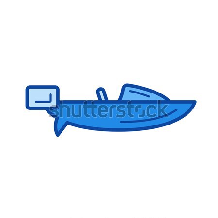 моторная лодка линия икона уголки веб мобильных Сток-фото © RAStudio