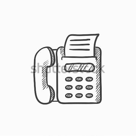 Faxgép rajz ikon háló mobil infografika Stock fotó © RAStudio