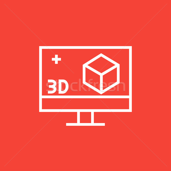 Monitor de calculator 3D cutie linie icoană colturi Imagine de stoc © RAStudio