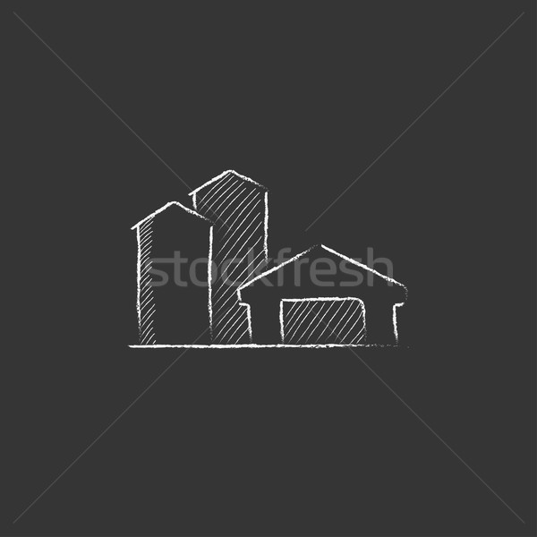 Farm buildings. Drawn in chalk icon. Stock photo © RAStudio